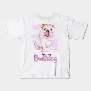 I Love my Bulldog (purple)! Especially for Bulldog owners! Kids T-Shirt